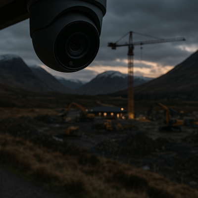 CCTV watching over a site in the Scottish Highlands. This is displaying the versatility of logic alarm's service.